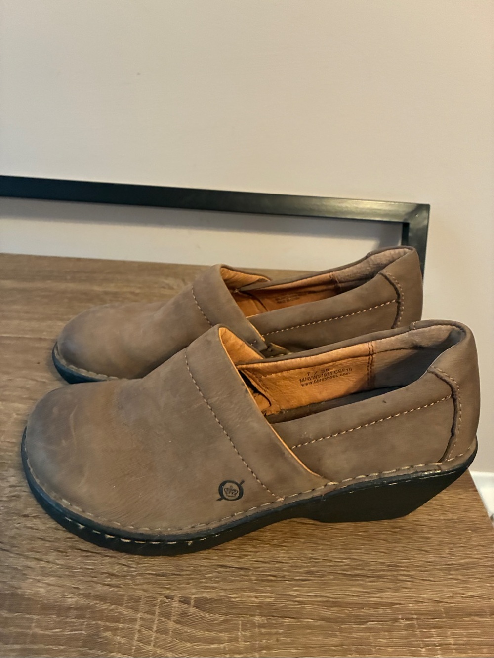 Born Taupe Nubuck Slip-On Clogs